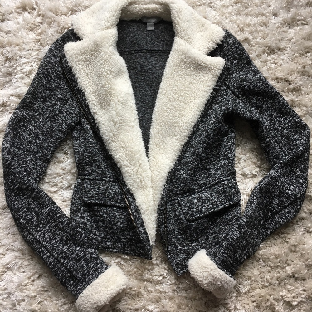 SOLD - Rubbish White and Grey Cropped Jacket